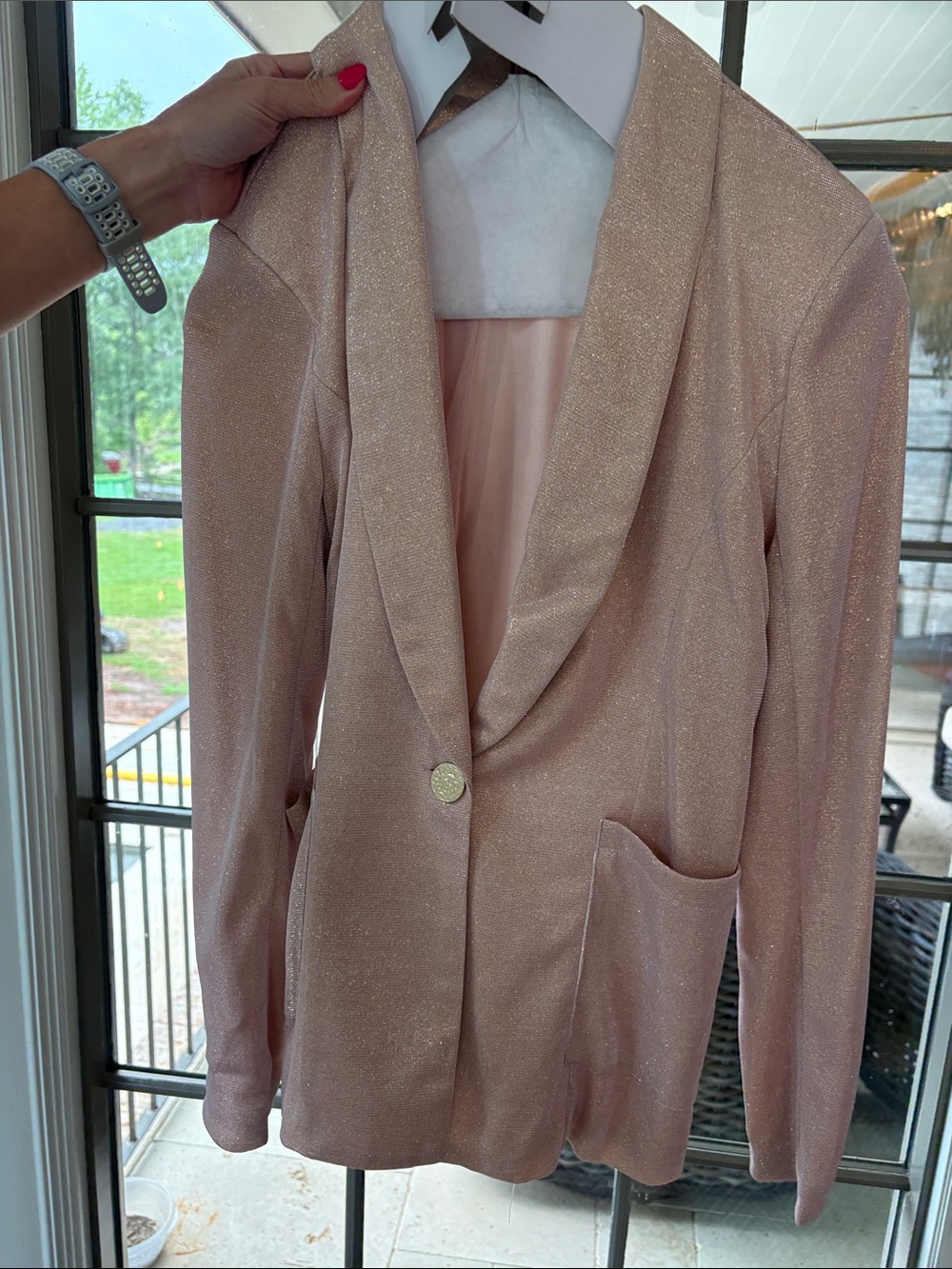 Shimmery Blush Pink Draped Blazer